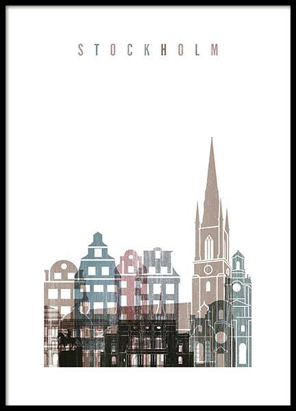 Stockholm Skyline Poster in de groep Posters / Kaarten en steden bij Desenio AB (2142)