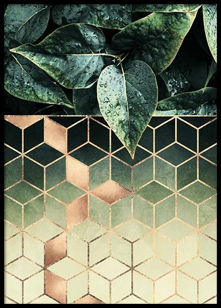 Leaves And Cubes Poster in de groep Posters / Kunst bij Desenio AB (2813)