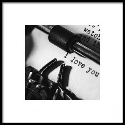 I Love You Typewriter Poster in de groep Posters / Zwart wit bij Desenio AB (3334)
