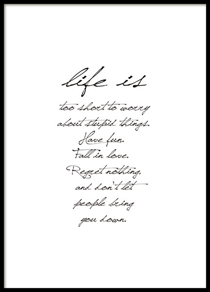 Verbazingwekkend Posters en posters met tekst, Life is too short | Prints met boodschap QN-75