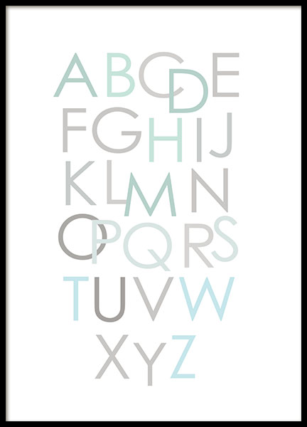 Alphabet Blue Eng, Posters in de groep Posters / Posters met tekst bij Desenio AB (8435)