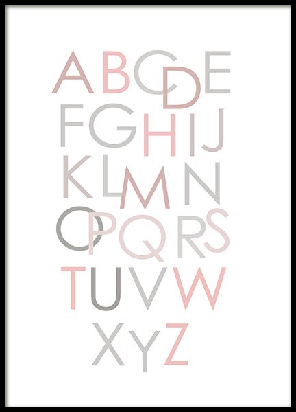 Alphabet Pink Eng, Posters in de groep Posters / Kinderposters bij Desenio AB (8436)