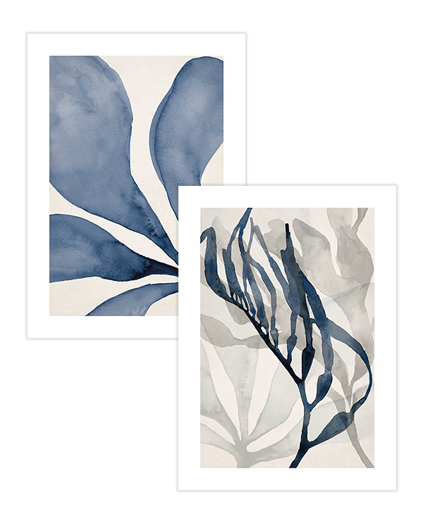 – Botanische kunst illustraties in blauw