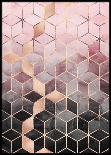 Pink Grey Gradient Cubes Poster in de groep Posters / Kunst bij Desenio AB (pre0016)