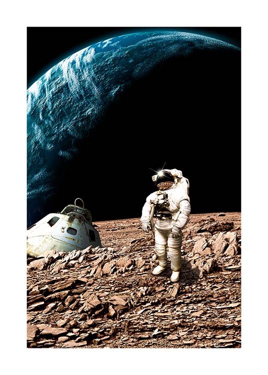 Astronaut On Moon Poster / Kinderposters bij Desenio AB (10117)