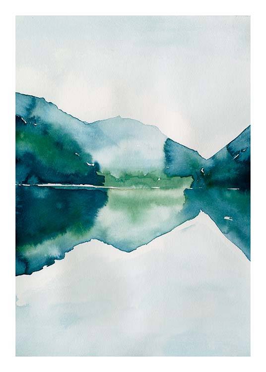 Watercolor Mountain Reflection Poster / Kunst bij Desenio AB (10123)