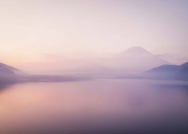 Fuji Mountain Over Foggy Lake Poster / Natuurmotieven bij Desenio AB (10239)