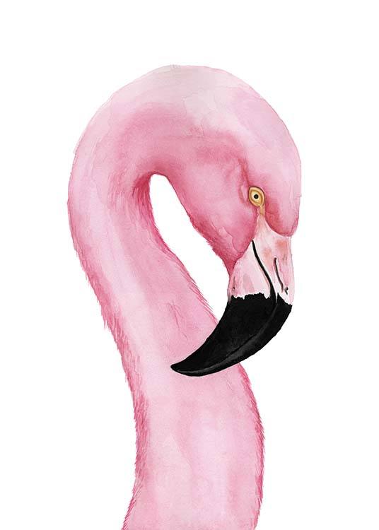Watercolor Flamingo Poster / Kunst bij Desenio AB (10450)