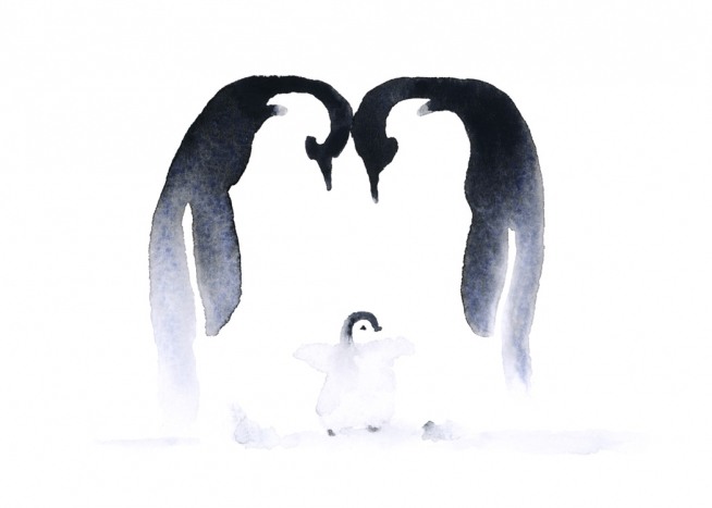 Penguin Family Poster / Kunst bij Desenio AB (10686)