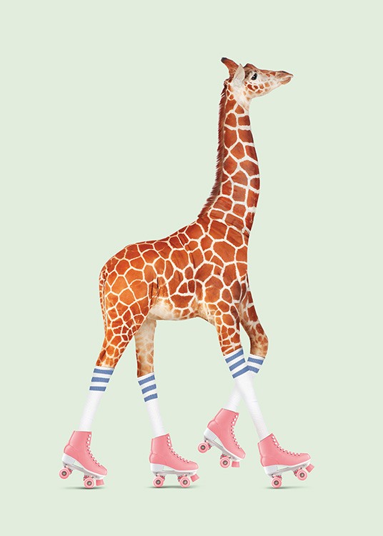 Rollerskating Giraffe Poster / Kinderposters bij Desenio AB (11023)