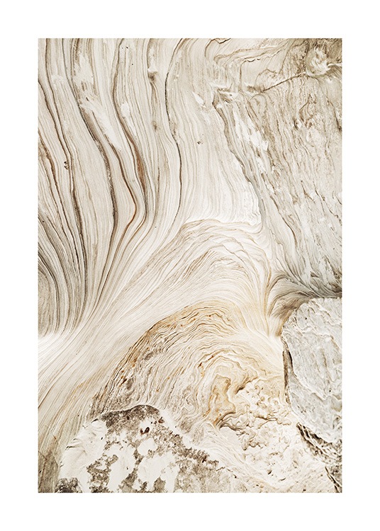  – Foto van een beige klif met een wervelend, abstract patroon