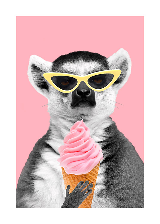 Lemur With Ice Cream Poster / Kinderposters bij Desenio AB (12477)
