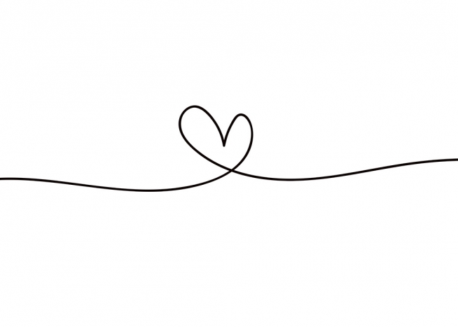  – Illustratie in zwart wit van een hart met lijnen die naar de zijkanten doorlopen