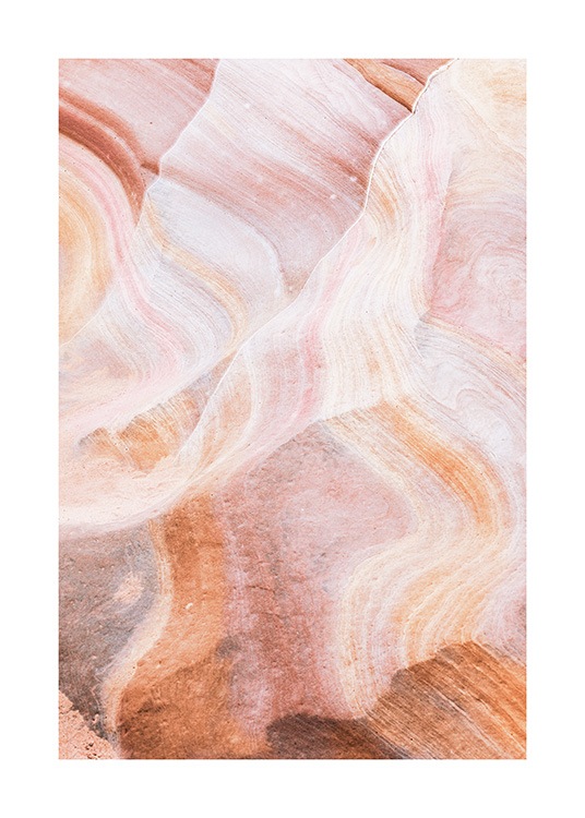  – Foto van golfpatroon op een rots in roze en oranje