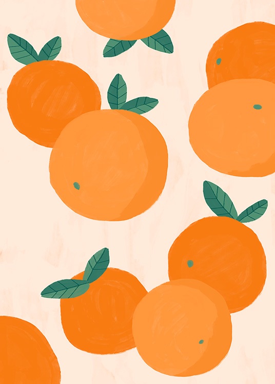 Grafische illustratie van sinaasappelen op lichte achtergrond
