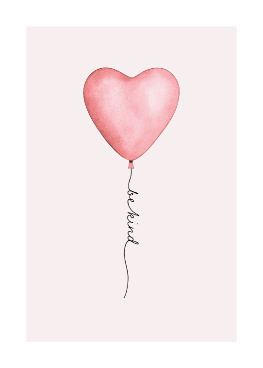  - Illustratie met een grijze achtergrond achter een roze hartvormige ballon 