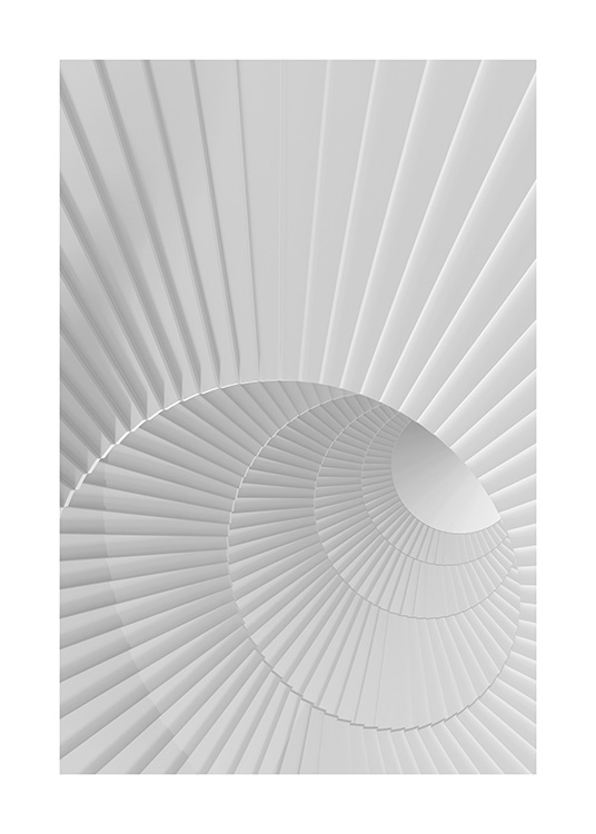  - Foto van een compleet witte wenteltrap met een abstracte uitstraling