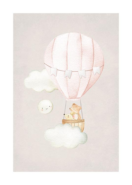 Hot Air Balloon No2 Poster / Cartoon dieren bij Desenio AB (13716)