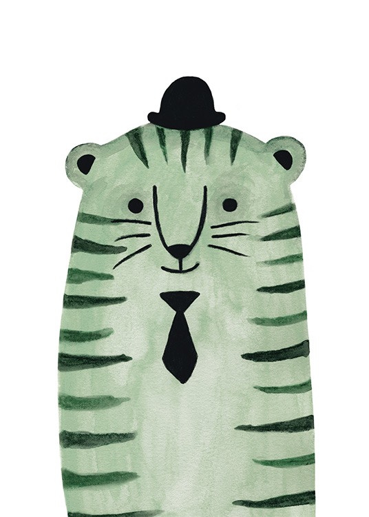 Green Tiger Poster / Cartoon dieren bij Desenio AB (13722)