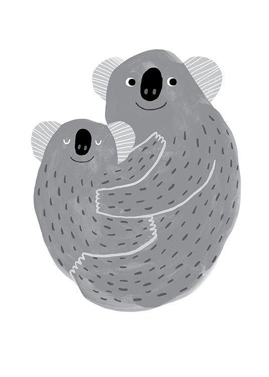 - Illustratie van koala's in grijs