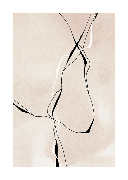  – Illustratie met abstracte lijnen in zwart en wit op een beige achtergrond