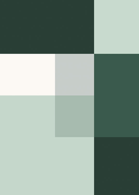  – Grafische illustratie in groen met rechthoeken en vierkanten