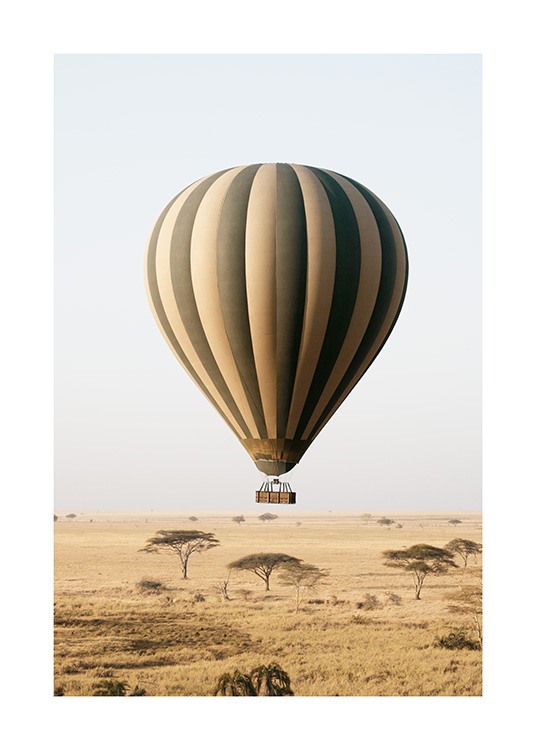  – Foto van een gestreepte luchtballon boven een savanne