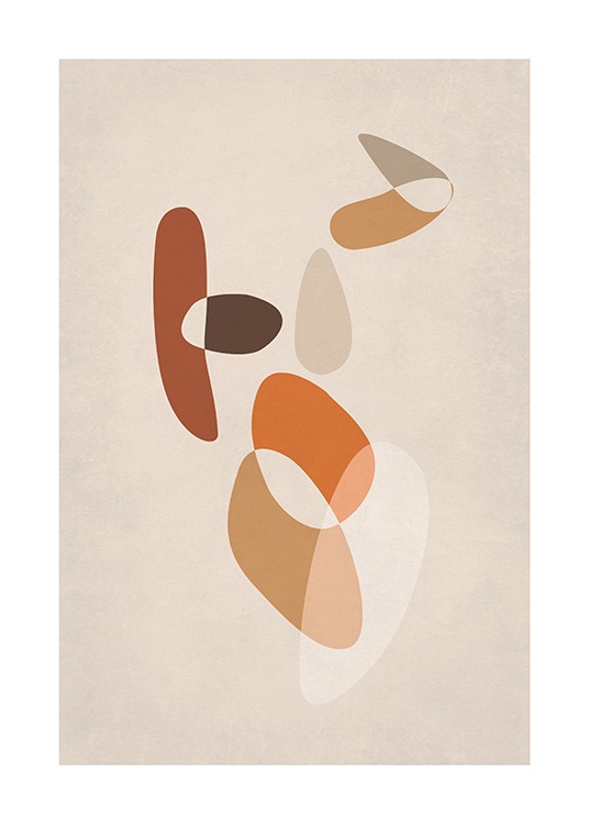  – Grafische illustratie van een abstract lichaam dat is samengesteld uit bruine en oranje vormen