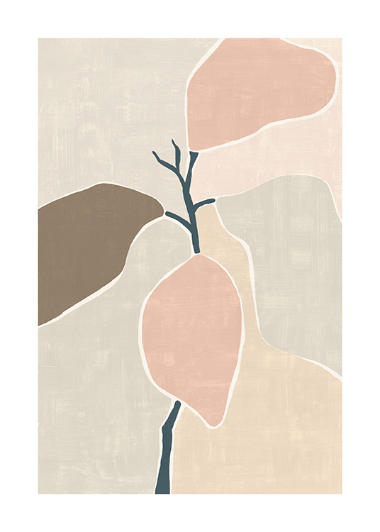  – Illustratie met een pastelkleurige, abstracte plant