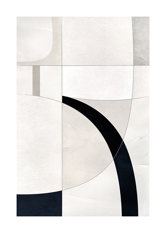  – Illustratie met grijze, beige en zwarte abstracte vormen met een structuureffect
