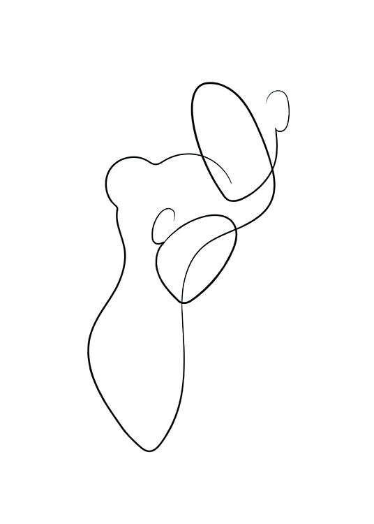  – Illustratie van een abstract koppel, getekend in zwarte line art op een witte achtergrond