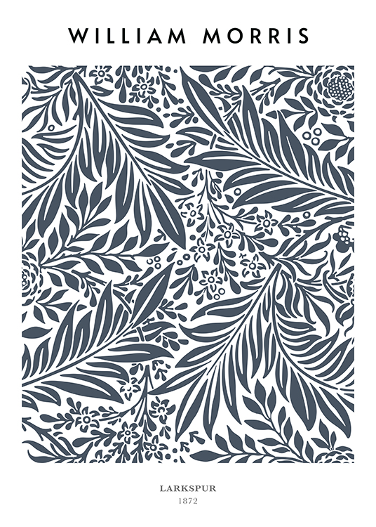  – Illustratie van een bladeren in donkerblauw-grijs patroon op een lichte achtergrond