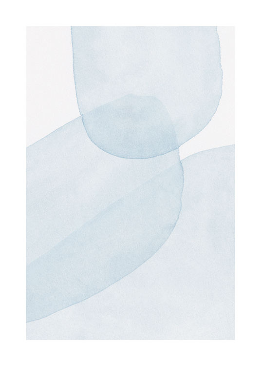  – Aquarel met abstracte vormen in lichtblauw tegen een lichte achtergrond
