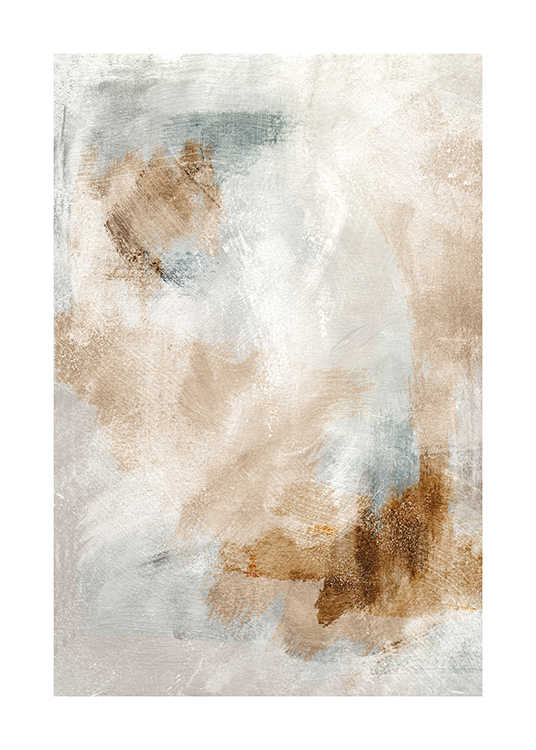  – Schilderij met een abstract ontwerp met textuur in wit, grijs en beige