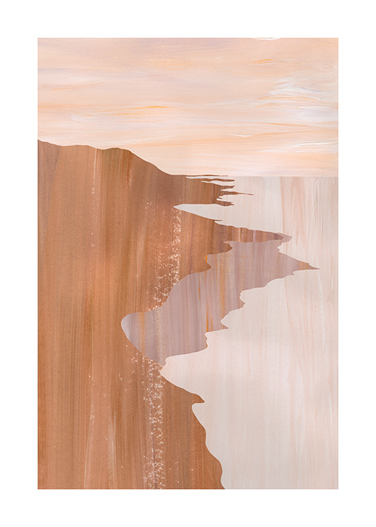  – Abstracte illustratie van een roze en beige strandlandschap