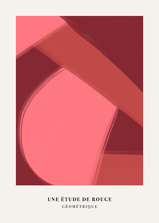 – Een abstracte poster met verschillende roze kleuren in lijnen en vormen