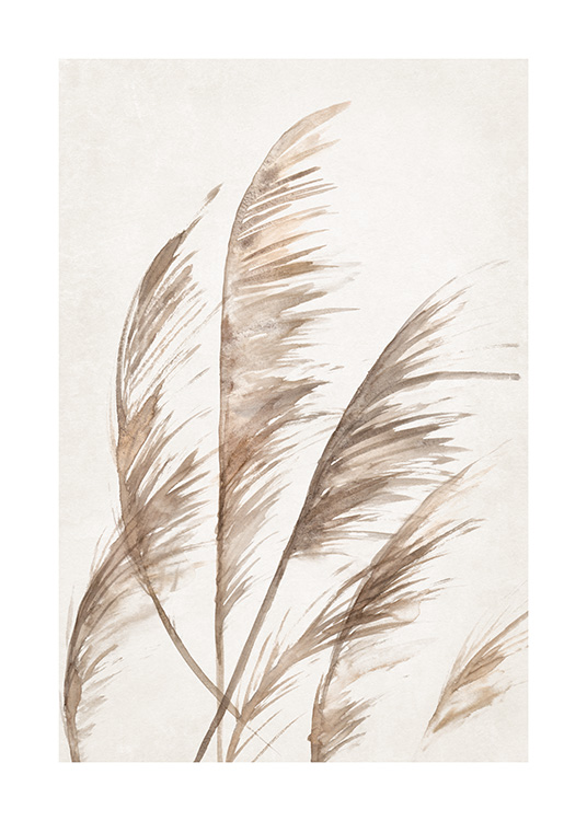 – Een poster van wuivend gedroogd gras in beige kleuren