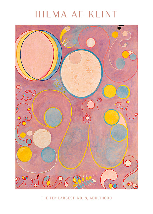 – Hilma Af Klint - The Ten Largest, No. 8, Adulthood, een geweldige roze abstracte poster van de kunstenaar Hilma Af Klint