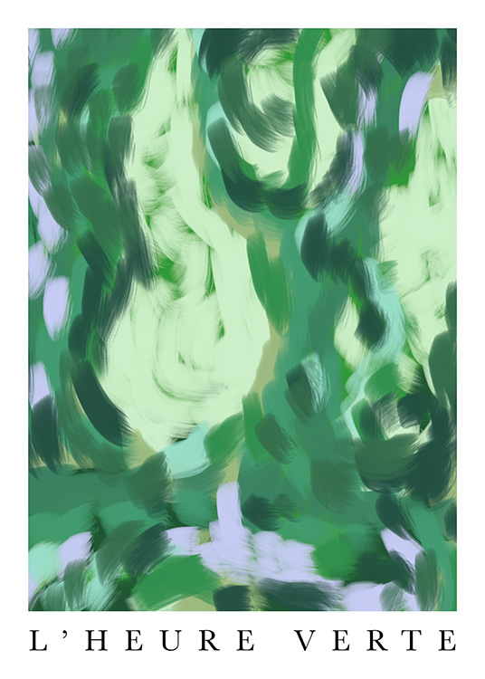 – Abstracte kunstposter in groen en paars