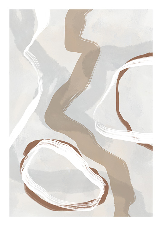 – Bruin/beige abstracte kunstposter