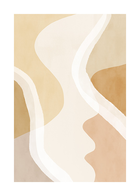 – Moderne abstracte poster van gele vormen en lijnen