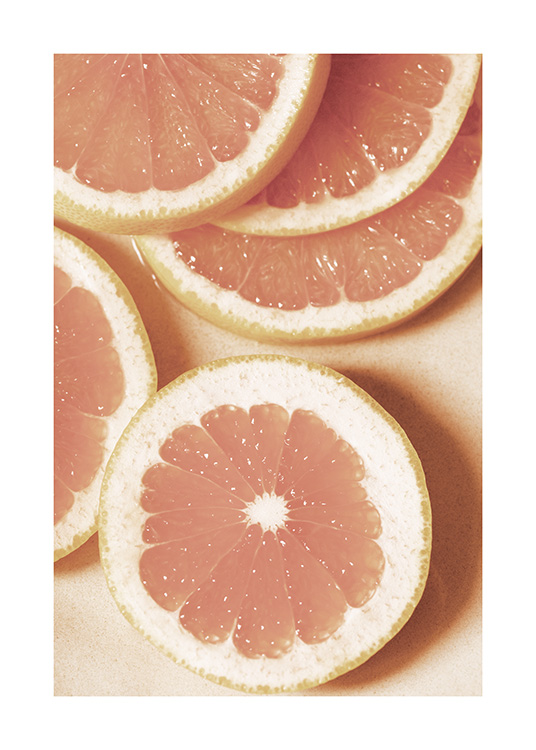 – Keukenposter van gesneden grapefruit