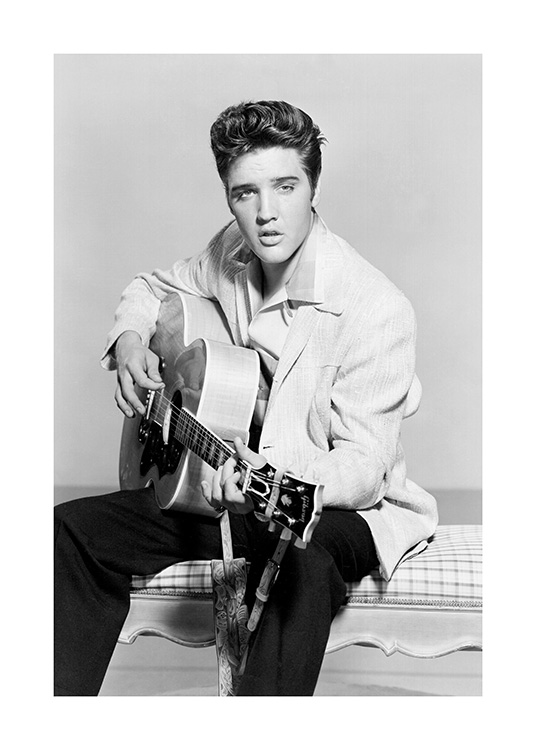 – Iconische foto van Elvis Presley in monochoom