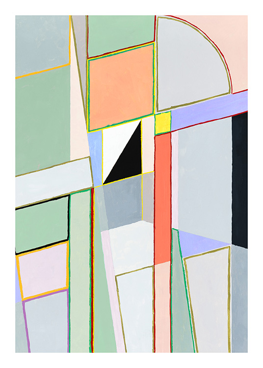 – Abstracte poster van kleurrijke blokken verschillende vormen