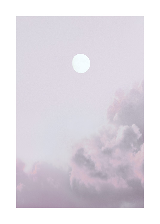 – Verbazingwekkende poster van een paarse hemel en een maan