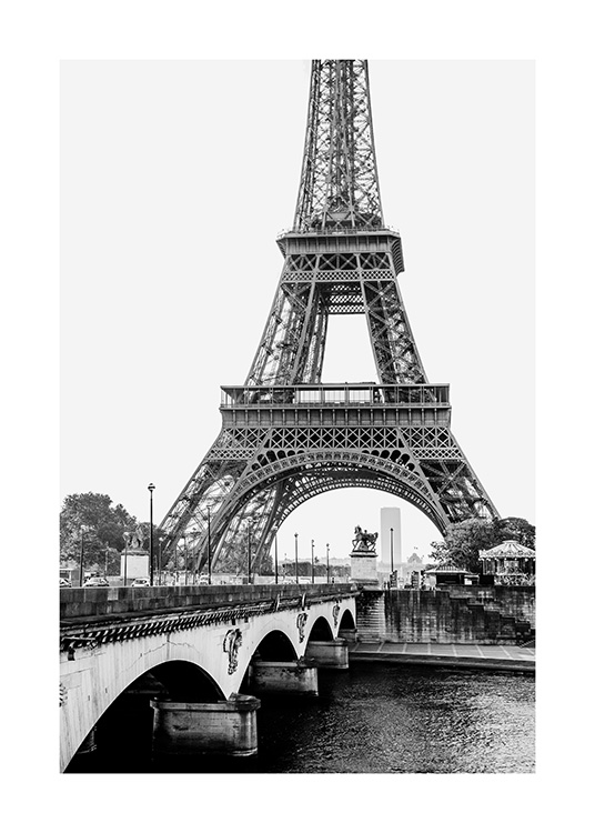 – Zwart-wit poster van de Eiffeltoren