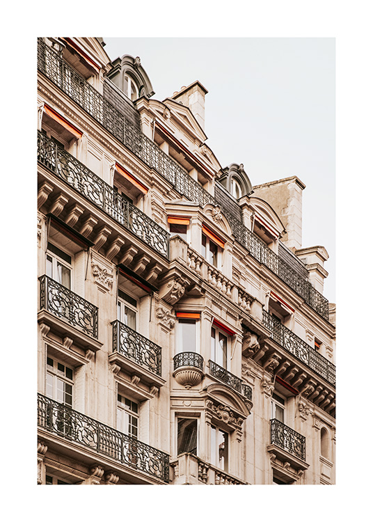 – Poster van een gebouw met balkons
