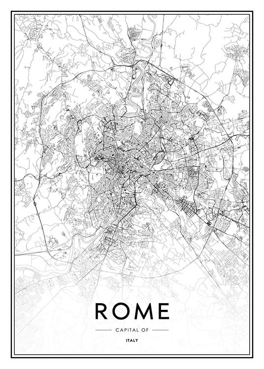 Rome Map Poster / Zwart wit bij Desenio AB (2048)