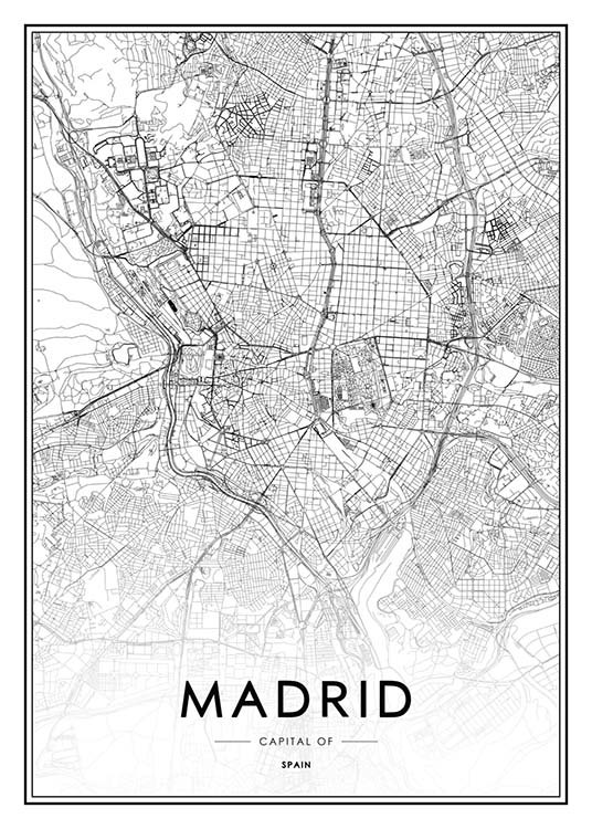 Madrid Map Poster / Zwart wit bij Desenio AB (2050)