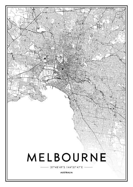 Melbourne Poster / Zwart wit bij Desenio AB (2054)